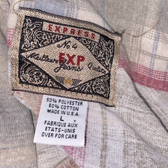 Express vintage plaid button down shirt size large - Picture 5 of 6
